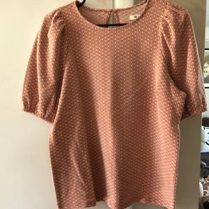 Madewell Jacquard Puff Sleeve Tee, L, NWT!